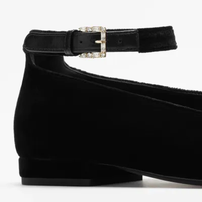 Chanel velvet, rhinestone and metal Black Mary Jane Shoes