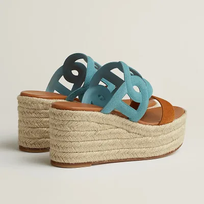HERMES Ithea Wedges and heels Slippers High-heeled slippers Blue High Heels Sandal