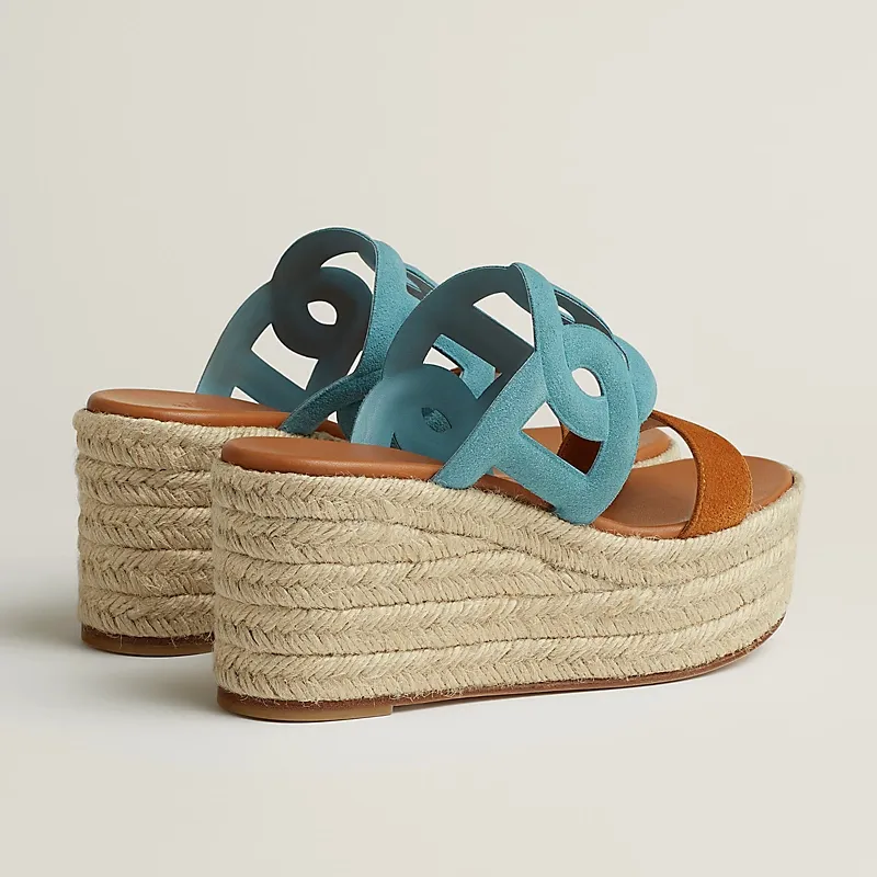 HERMES Ithea Wedges and heels Slippers High-heeled slippers Blue High Heels Sandal