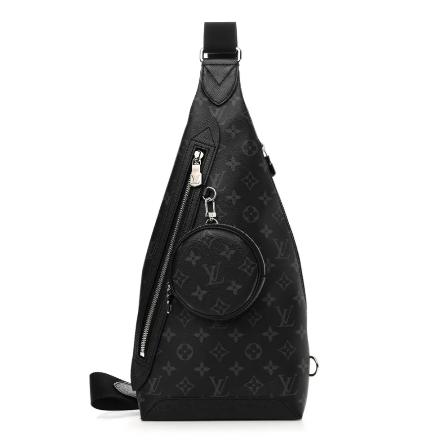 Louis Vuitton Duo Slingbag MM Black Taigarama Leather Silver Hardware