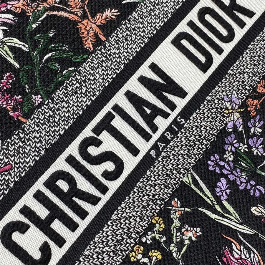 Dior Medium Dior Book Tote Black Multicolor Dior Herbarium Embroidery