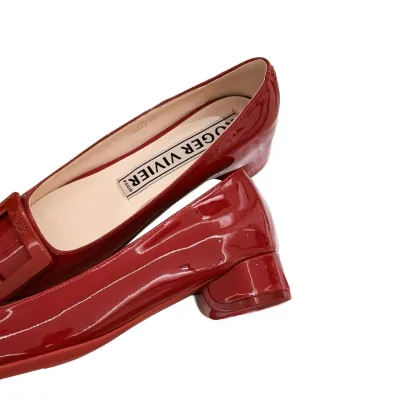 Roger Vivier U Look Ballerinas In Red Patent Leather With Lacquered Buckle (Heel Height 2.5cm)