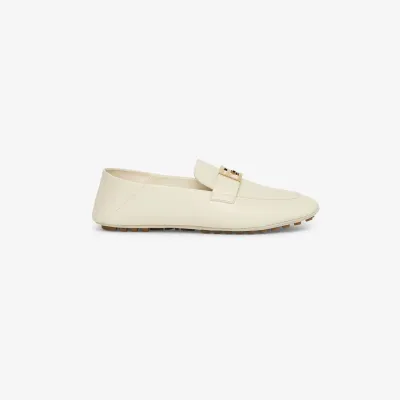 FENDI White leather loafers