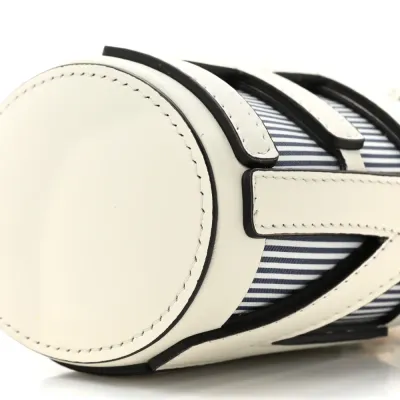 Fendi Nano Logo Step Out Bucket Bag White/Blue Nylon & King Vitello Leather Gold Hardware