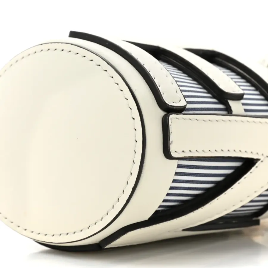 Fendi Nano Logo Step Out Bucket Bag White/Blue Nylon & King Vitello Leather Gold Hardware