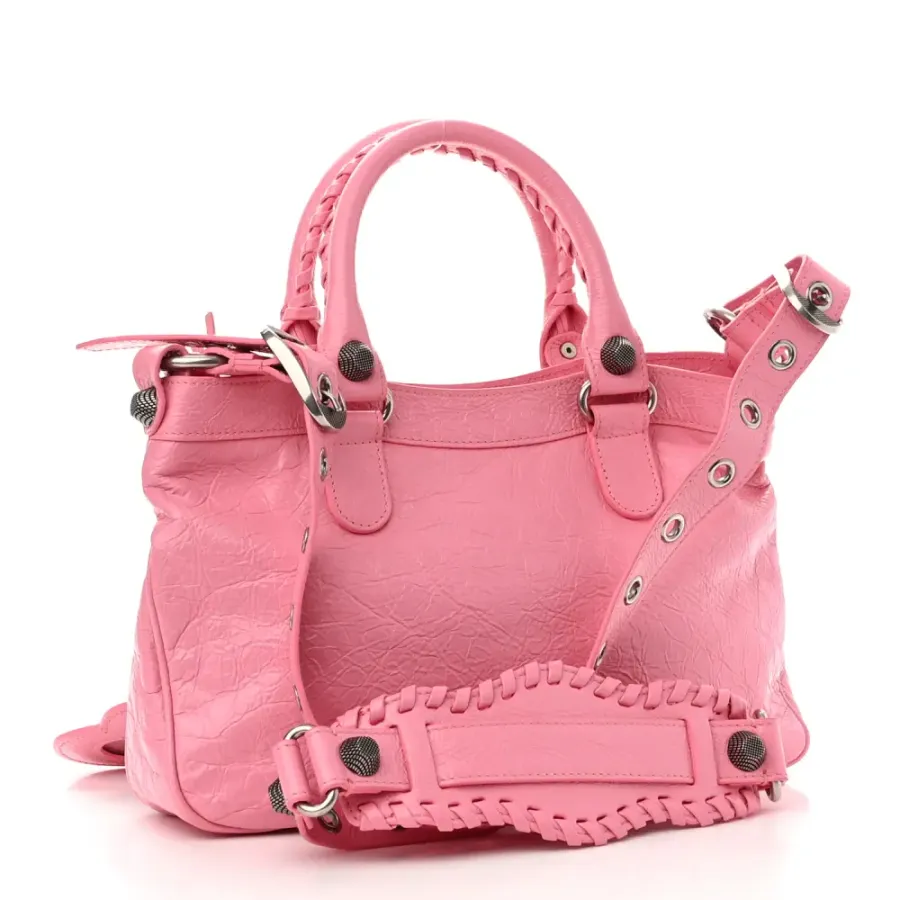 Balenciaga Mini Neo Cagole Shoulder Bag Candy Pink Agneau Arena Leather Silver Hardware