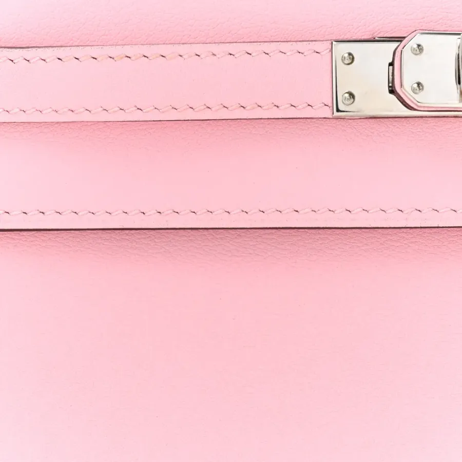 Hermès Kelly Pochette Clutch Rose Sakura Swift Leather Silver Hardware
