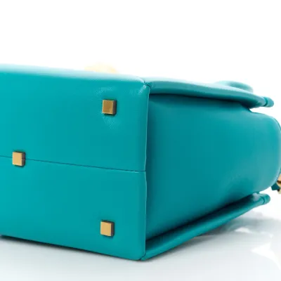 Valentino Garavani Small One Stud Handbag Marine Green Nappa Leather Gold Hardware