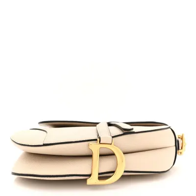 Dior Medium Saddle Bag With Strap Hazelnut Grained Calfskin Leather Gold Hardware