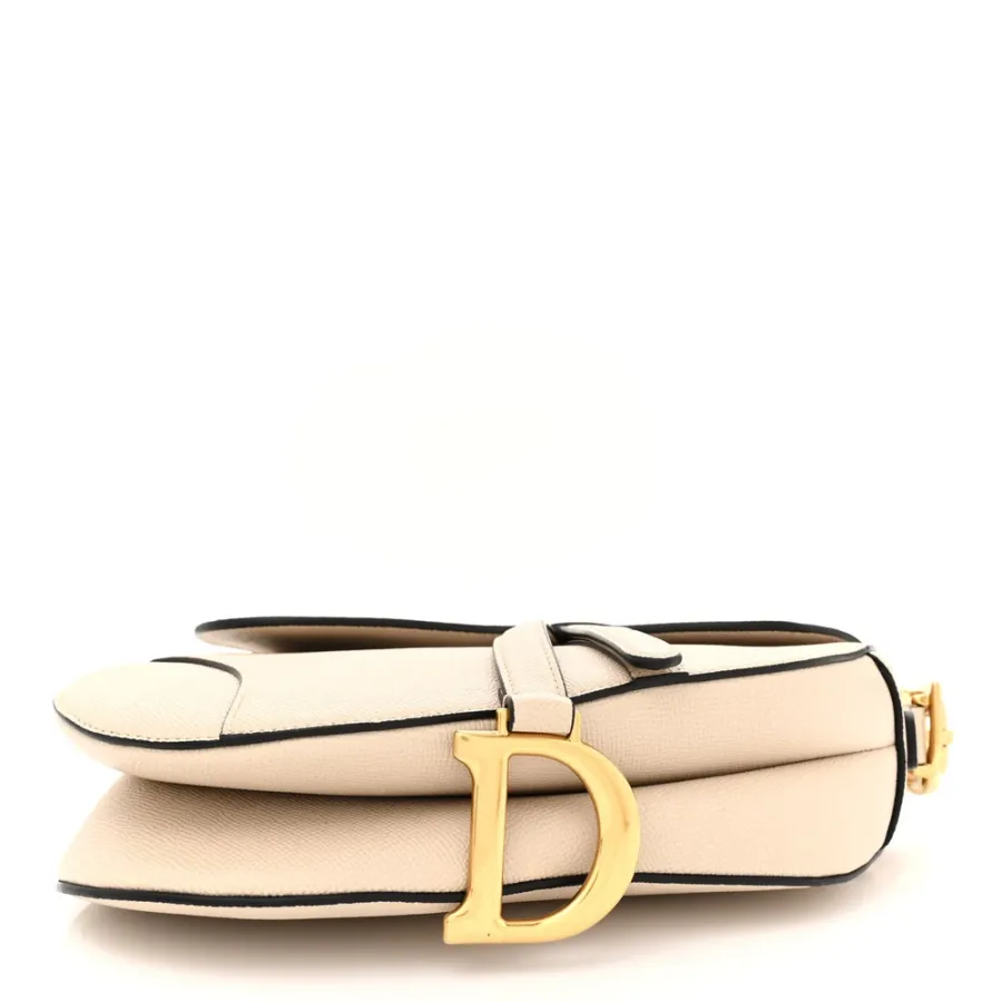 Dior Medium Saddle Bag With Strap Hazelnut Grained Calfskin Leather Gold Hardware