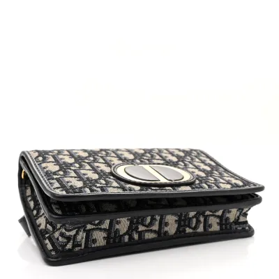 Dior Small Montaigne 30 2-in-1 Pouch Blue Oblique Canvas Gold Hardware
