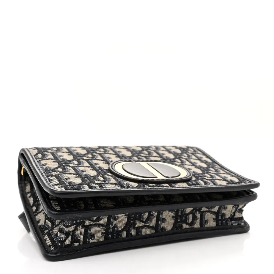 Dior Small Montaigne 30 2-in-1 Pouch Blue Oblique Canvas Gold Hardware