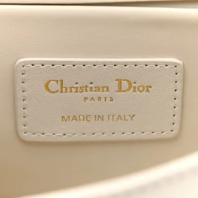 Dior Small Montaigne 30 East-West Chain Flap Bag Off White Grained Calfskin Leather Gold Hardware