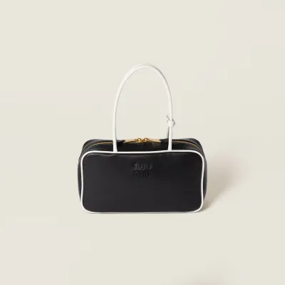 Miu Miu Calfskin Leather Beau Black Top-Handle Bags