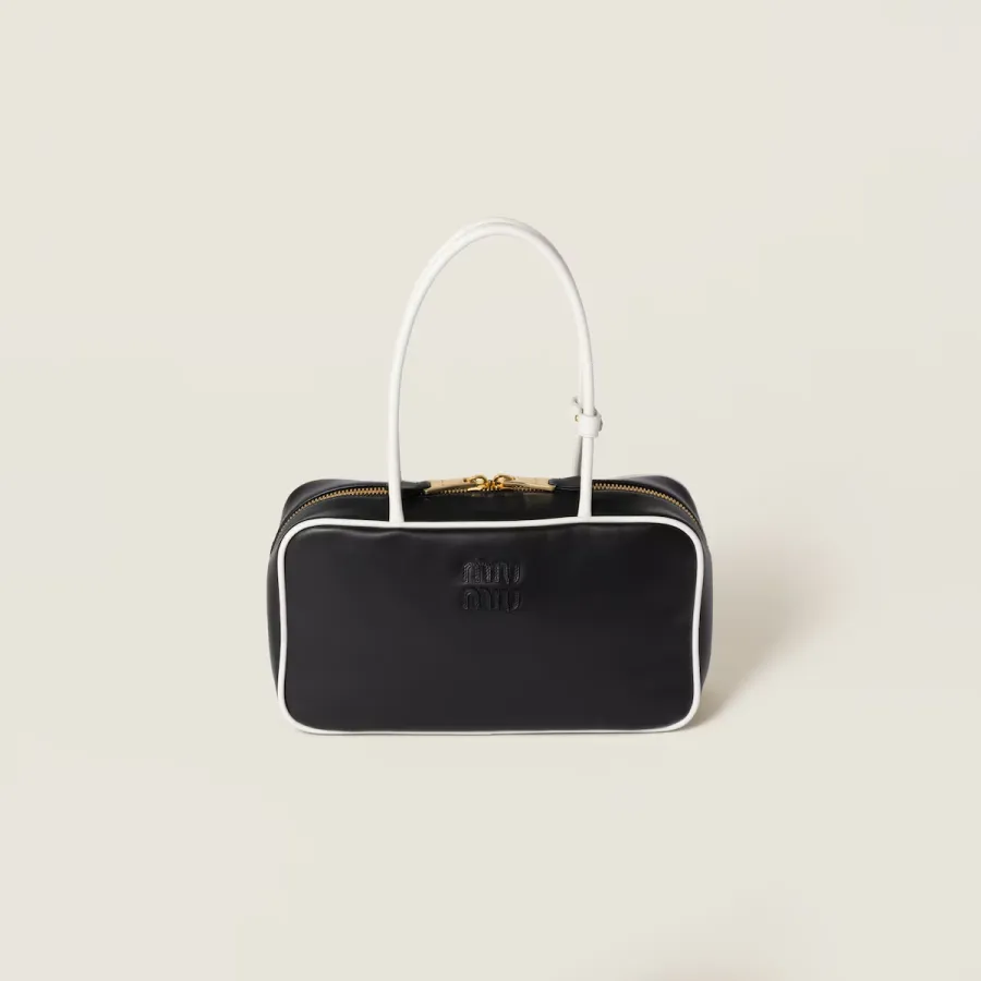 Miu Miu Calfskin Leather Beau Black Top-Handle Bags