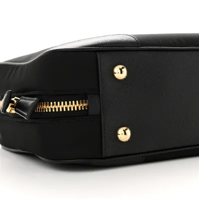 Prada Medium Re-Edition 1978 Two Handle Bag Black Re-Nylon & Saffiano Leather Gold Hardware