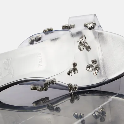 Christian Louboutin Silver transparent sash flat slippers
