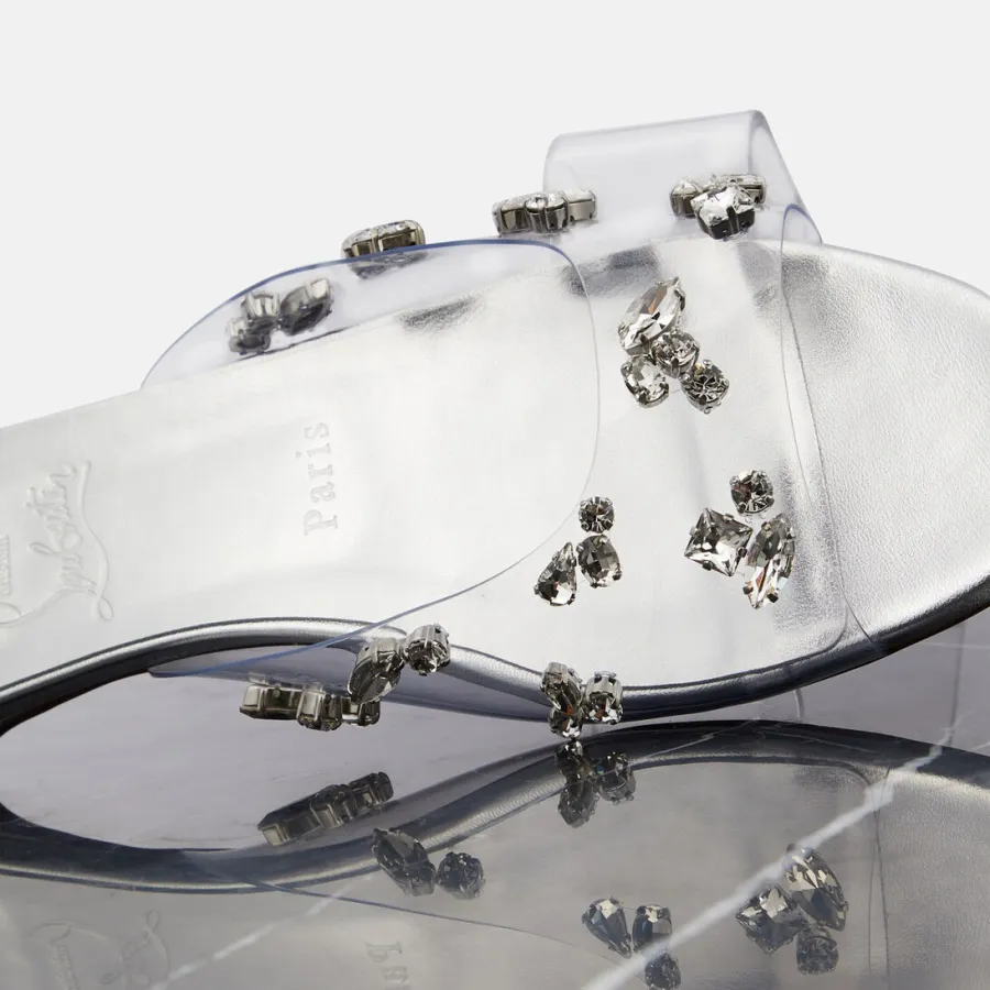 Christian Louboutin Silver transparent sash flat slippers