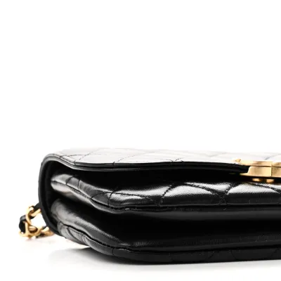 Chanel Flap Phone Holder - Small Black Quilted Lambskin