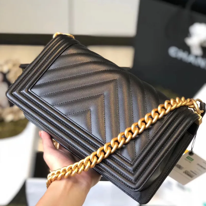 Chanel Lleboy Black Quilted Caviar Leather Shoulder Bags Crossbody Bags