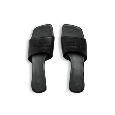 BALENCIAGA Black square - toed flat slipper sandals