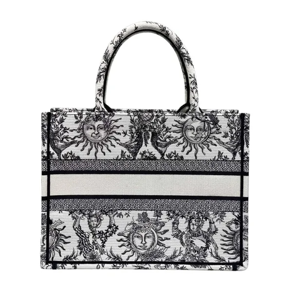 Dior Medium Dior Book Tote White Black/Navy Blue Soleil Embroidered Canvas - Image 2