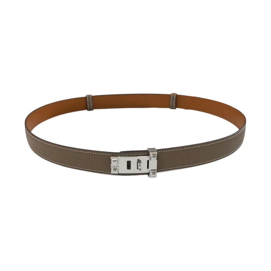 Hermès Women' s Rectangled Buckle Belt In Black/Brown/Etoupe Calfskin With Gold/Silver Hardware 30mm