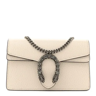Gucci Super Mini Dionysus Shoulder Bag Mystic White Dollar Calfskin Leather & Crystal Black Diamond Aged Silver Hardware