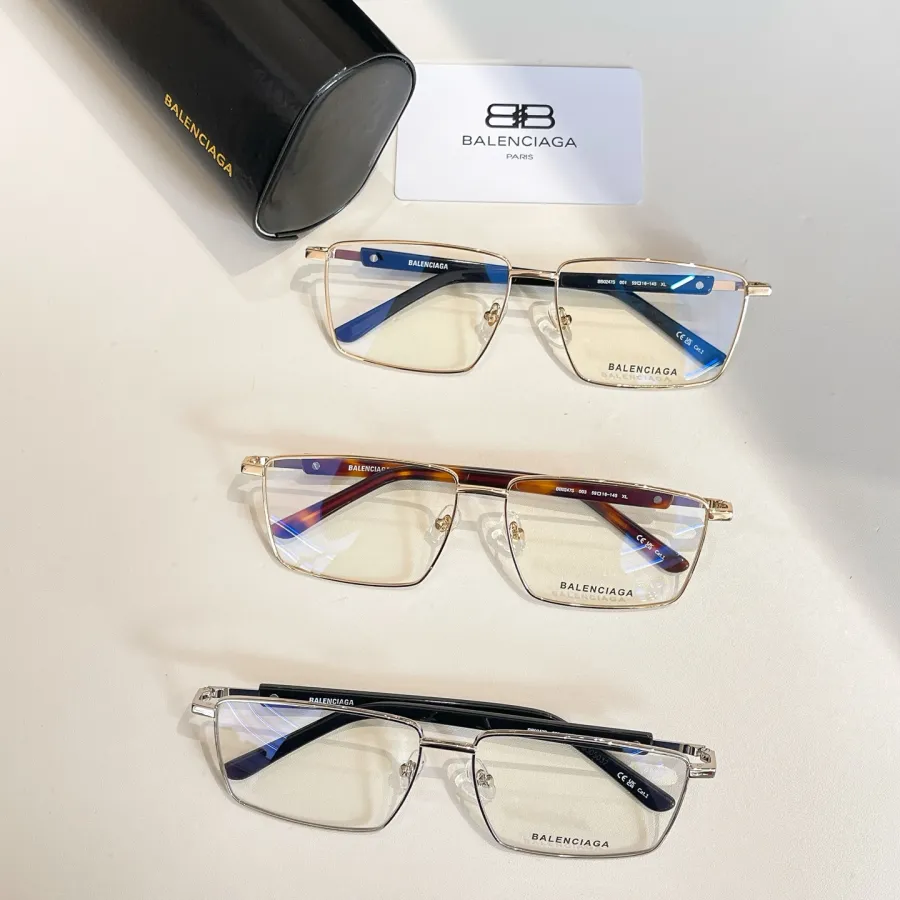 Balenciaga square frame glasses gold black/gold silver/gold leopard color transparent lens Size 59口16-145