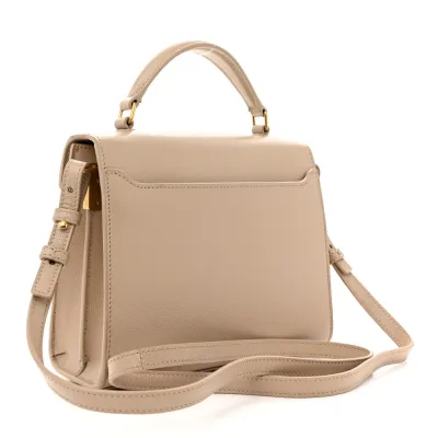 Saint Laurent Mini Cassandra Top Handle Crema Soft Classic Monogram Grain De Poudre Leather Aged Gold Hardware