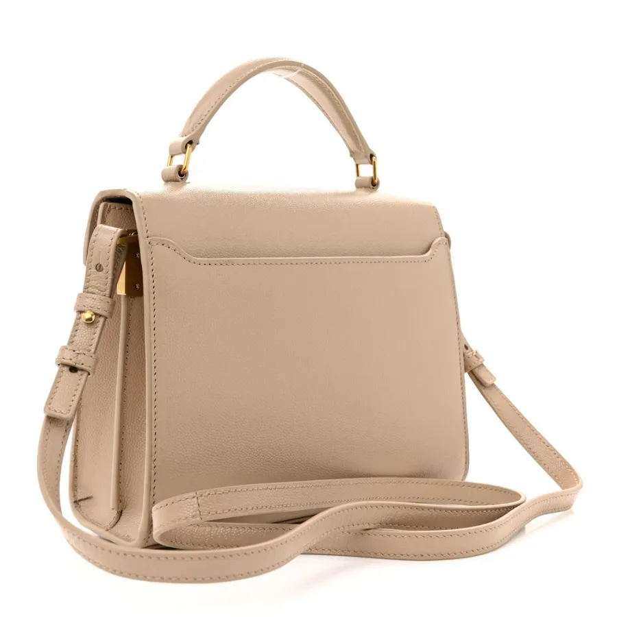 Saint Laurent Mini Cassandra Top Handle Crema Soft Classic Monogram Grain De Poudre Leather Aged Gold Hardware