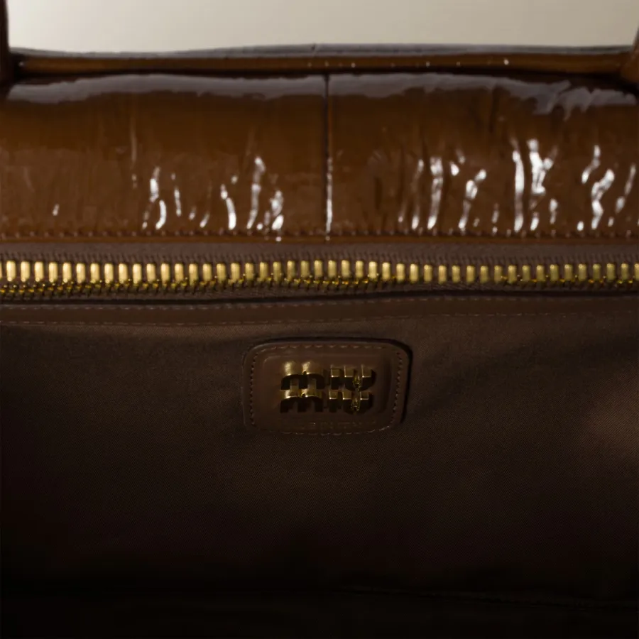 Miu Miu Beau Naplak Patent Leather Brown Top-Handle Bags
