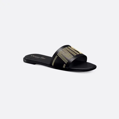Dior black square head slippers