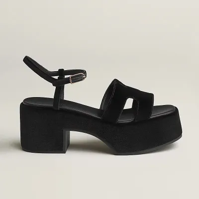 HERMES Jam Black High Heels Sandal