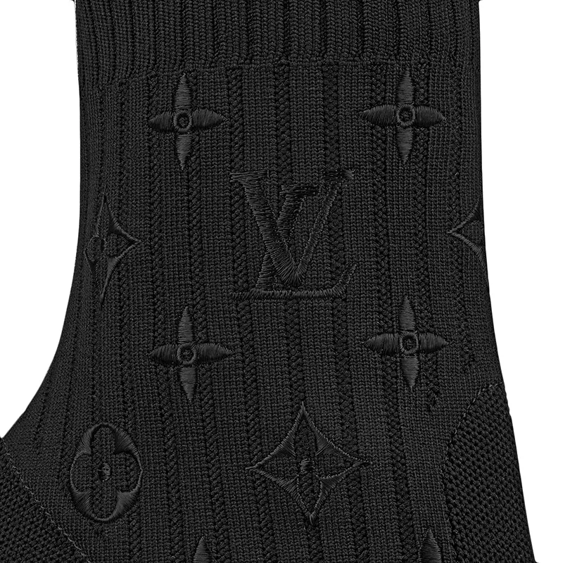 Louis Vuitton Black chunky knit high heel ankle boots