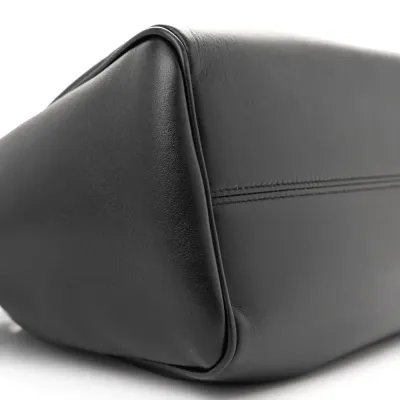 Celine Small Triomphe Cabas Drawstring Black Smooth Calfskin Leather Gold Hardware