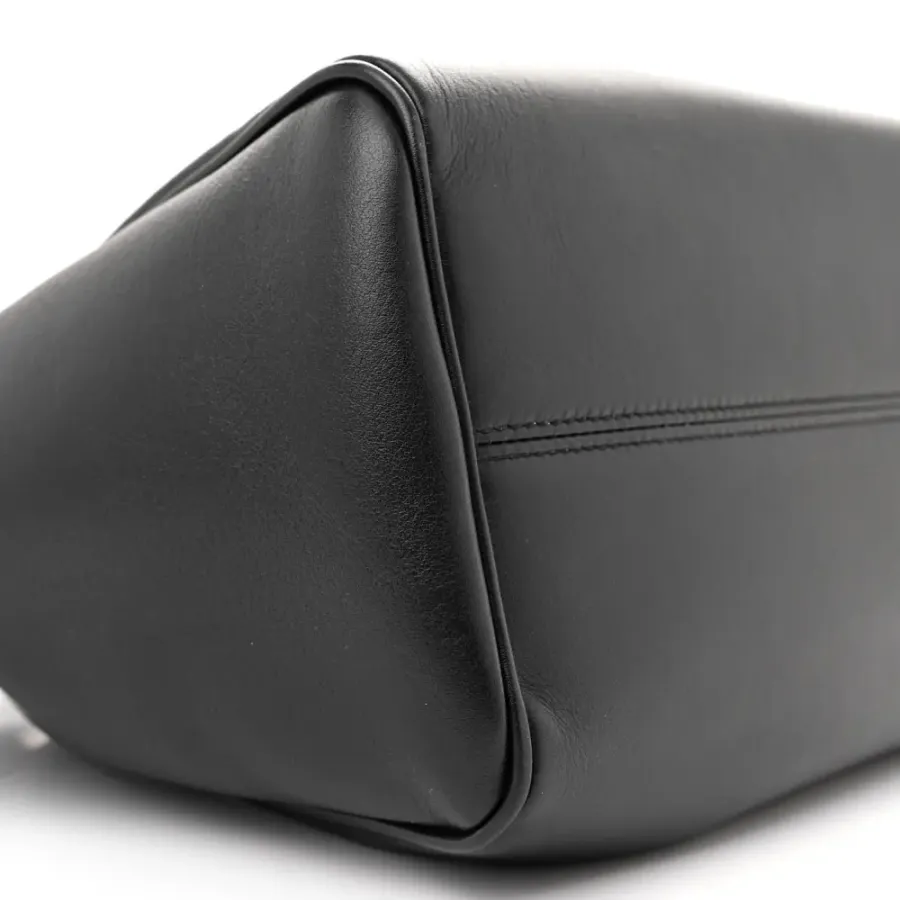 Celine Small Triomphe Cabas Drawstring Black Smooth Calfskin Leather Gold Hardware