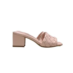 Bottega Veneta Parco Mule In Pink Intrecciato Leather Kitten-Heel Mule Sandal (Heel Height 4.5cm)