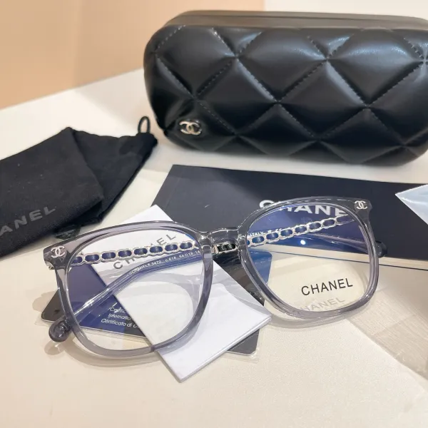 CHANEL transparent square frame glasses silver color size 53口19-145 - Image 2