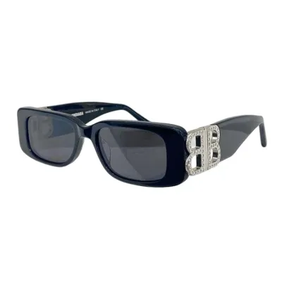 Balenciaga square frame glasses black silver/white color with diamonds Size 51口18-130