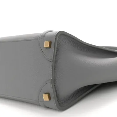 Celine Micro Luggage Kohl Baby Drummed Calfskin Leather Gold Hardware