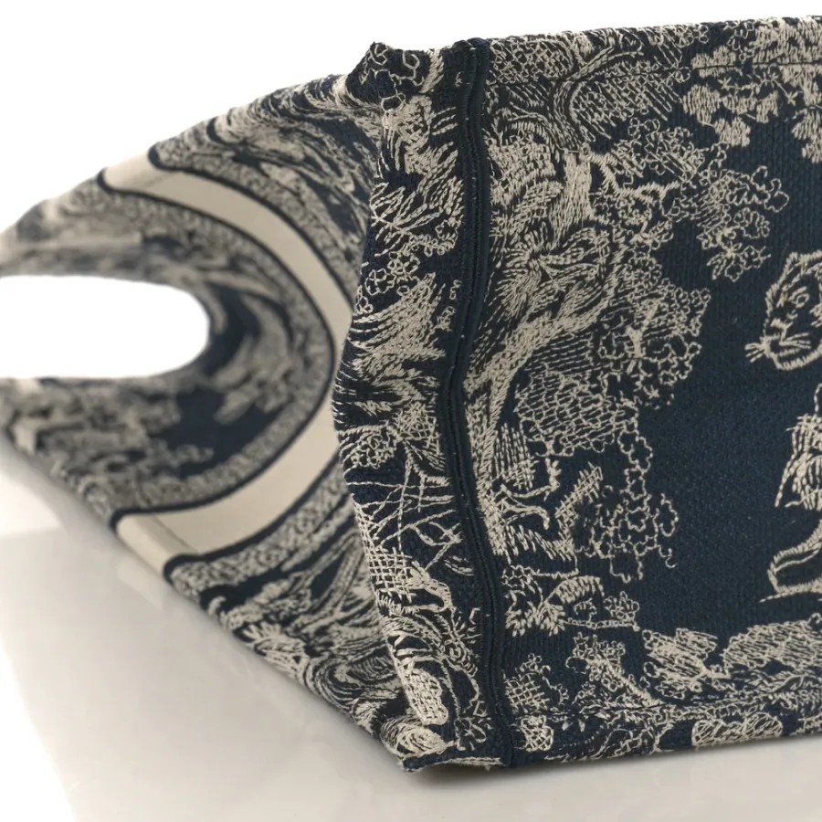 Dior Large Toile De Jouy Dioriviera Book Tote Blue Reverse Embroidered Canvas