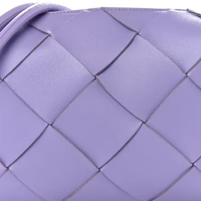 Bottega Veneta Maxi Intrecciato Small Cassette Camera Bag Wisteria Lambskin Leather