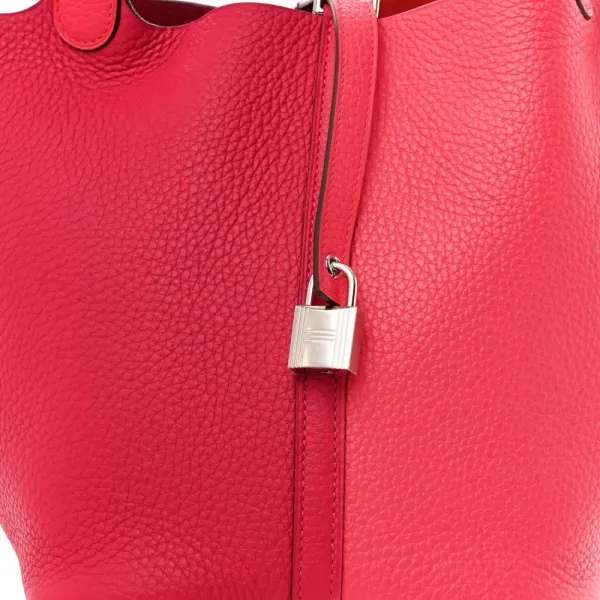 Hermès Casaque Picotin Lock 22 MM Rose Extrême / Rose Mexico / Rouge de Coeur Taurillon Clemence Leather Palladium Silver Hardware - Image 9