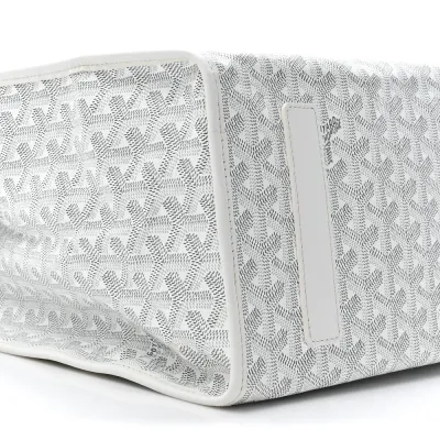 Goyard Saint Leger Soft Briefcase Backpack MM White Goyardine Canvas Silver Hardware