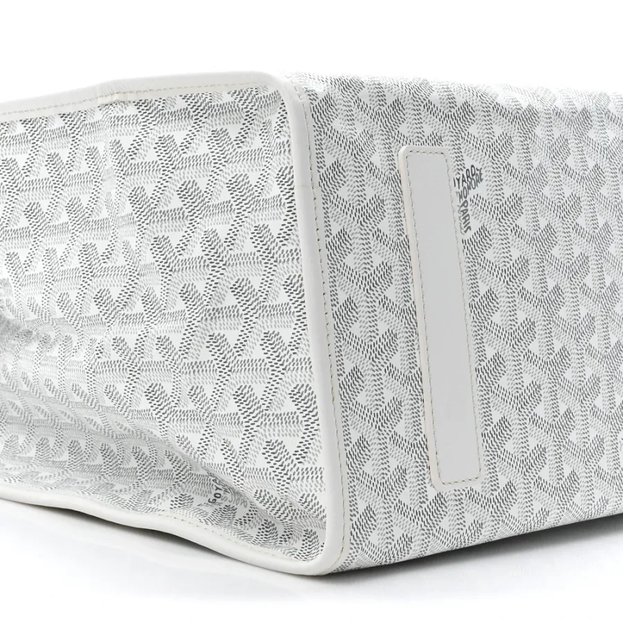 Goyard Saint Leger Soft Briefcase Backpack MM White Goyardine Canvas Silver Hardware