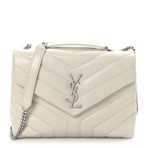 Saint Laurent Small Loulou Chain Satchel Crema Soft Y-Quilted Monogram Calfskin Leather Gold Hardware