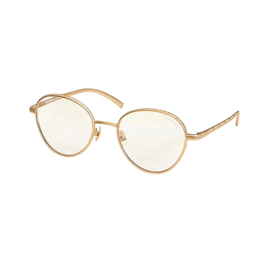 CHANEL round frame glasses light gold color SIZE50口19-140