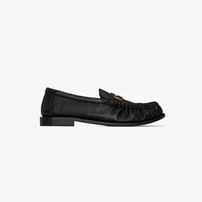Yves Saint Laurent Black eel leather loafers