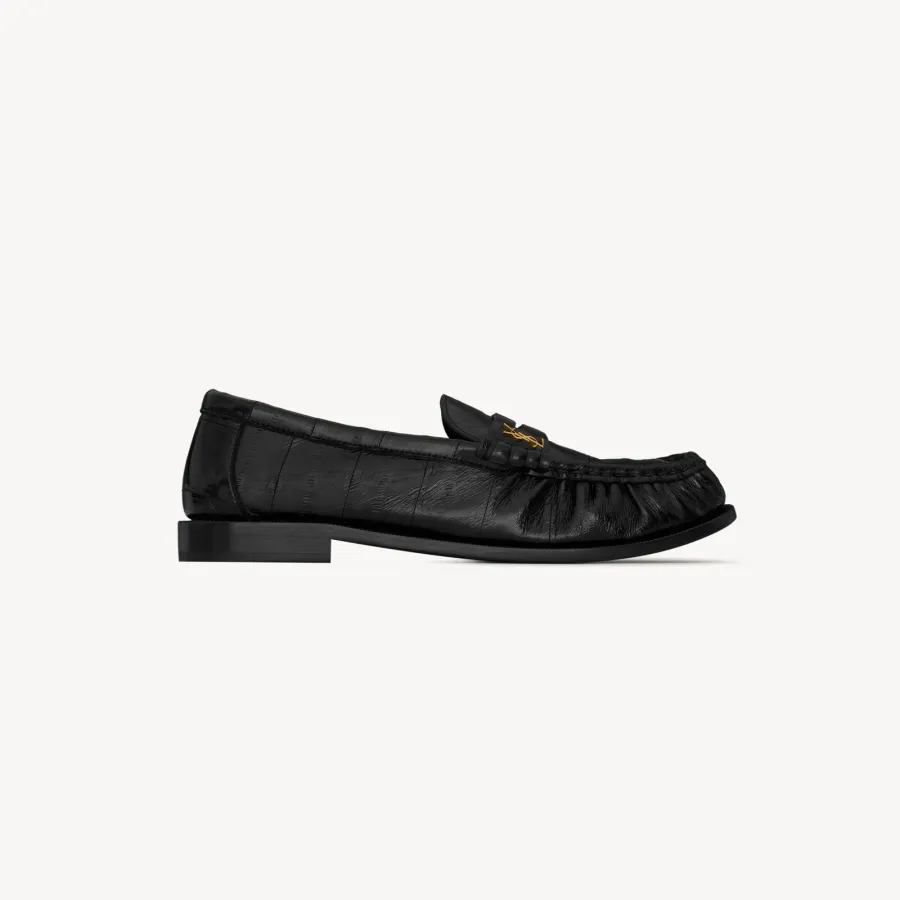Yves Saint Laurent Black eel leather loafers